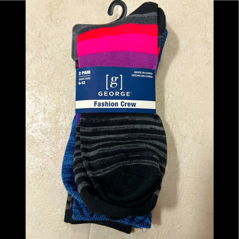 George Fashion Crew Socks shoe size 6-12